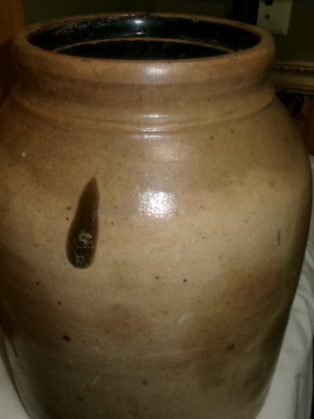 antique 1880 2 gal stoneware salt glaze crock jar or butter jar 10.5 H 8.5 w - Picture 7 of 7